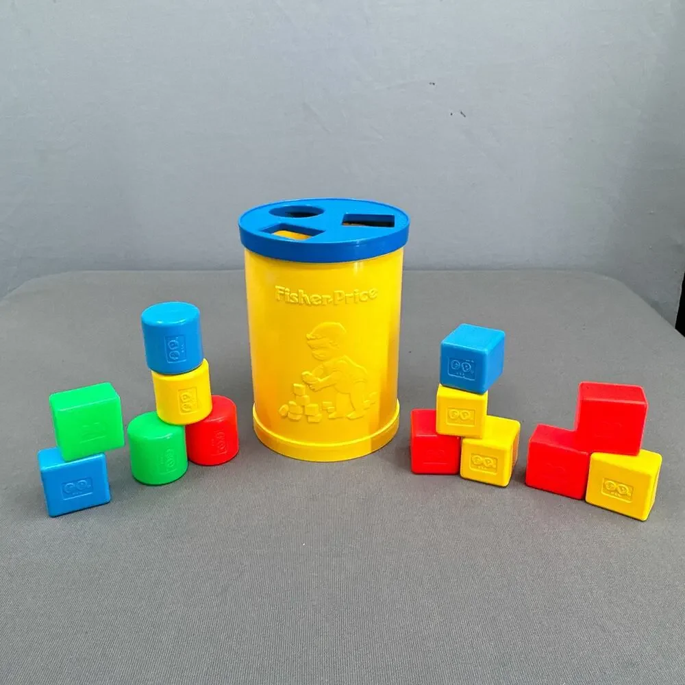 VTG 70s Fisher Price Babys First Blocks Toddler Shape Sorter Toy 13 blocks USA